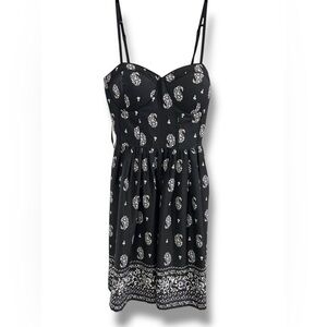 Band of Gypsies Black & White Paisley Bustier Fit & Flare Dress Women’s Large